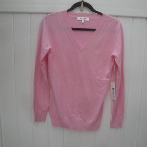 Ye Mak Sweater Women's Large Pink Soft Viscose V-Neck New with Tags Cottagecore